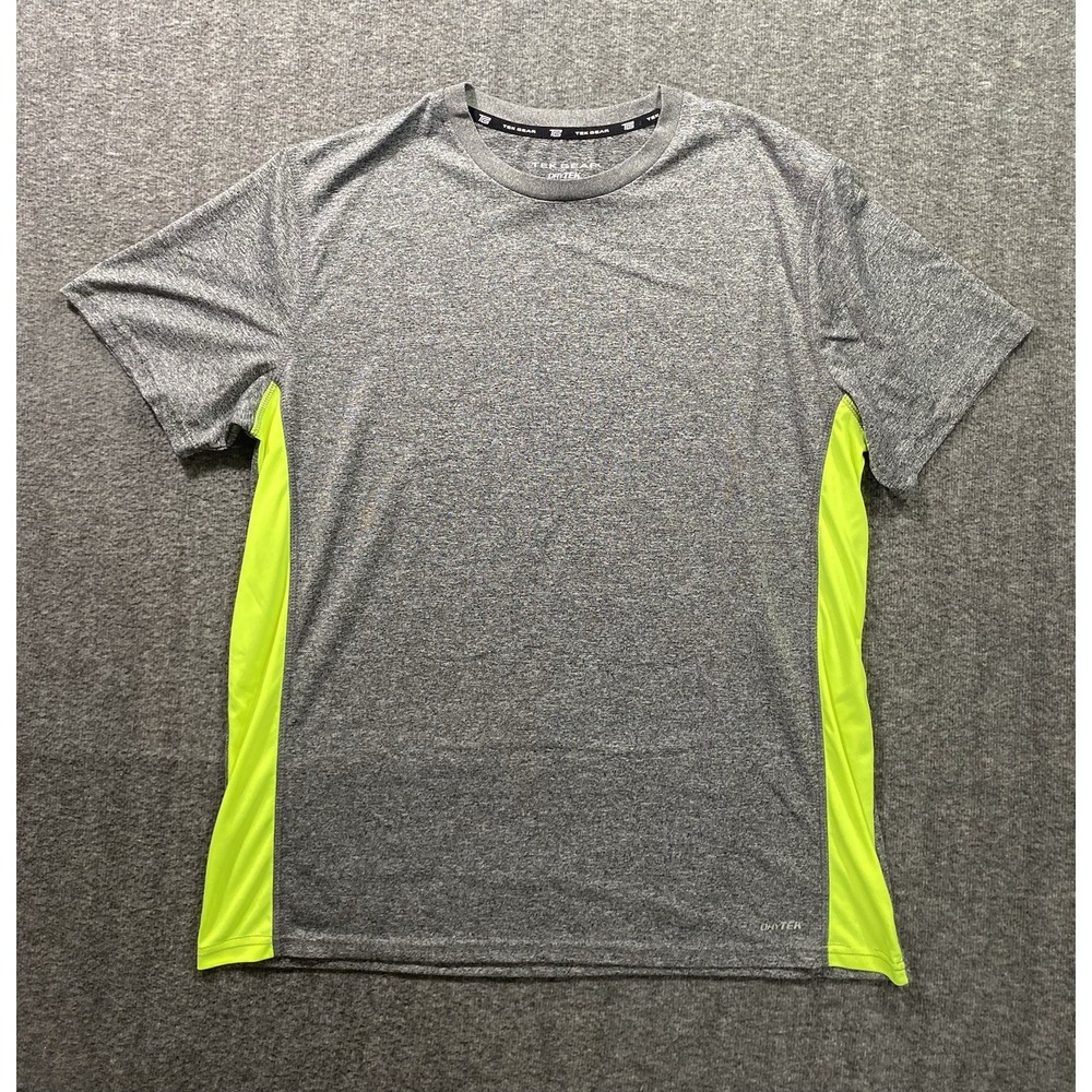 Tek Gear Dry Tek Mens Athletic Crewneck T Shirt Gray Neon MA2505 L